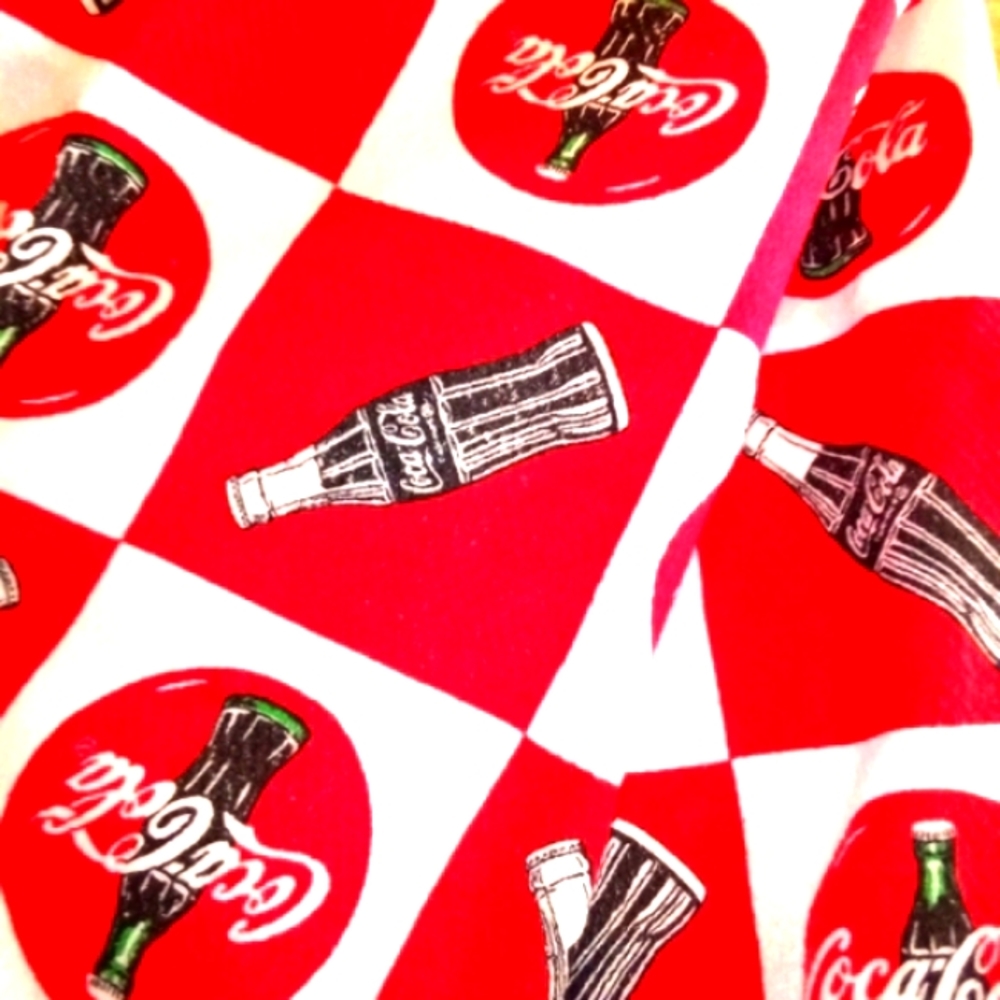 NWT Vintage 1994 Coca-Cola Checkered Red and White Twin Bed Blanket